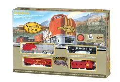 Bachmann Trains - Santa Fe Flyer Ready To Run Electric Train Set - HO Scale Multicolor, 19.50 X 3.00 X 13.25 Inches