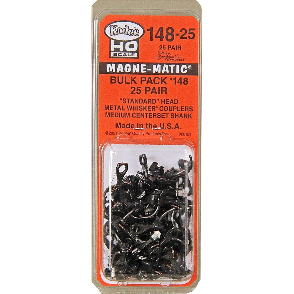 Kadee Quality Products #148-25 HO Scale Bulk Pack - 25 Pair #148 Whisker® Metal Couplers - Medium (9/32") Centerset Shank 3 Kadee Quality Products #148-25 HO Scale Bulk Pack - 25 Pair #148 Whisker® Metal Couplers - Medium (9/32") Centerset Shank