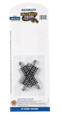 Bachmann 60-Degree E-Z Track Crossing With Nickel Silver Rail & Gray Roadbed