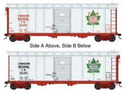 Bowser Manufacturing 40' Single-Door Steel Boxcar Ready To Run Canadian National 521497 (silver, Boxcar Red, Green, Leaf Logos)