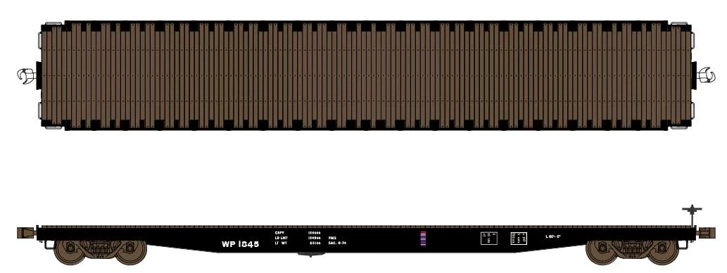 Wheels Of Time Western Pacific (WP) Gunderson 62' Plain-Deck Flatcar 3 Wheels Of Time Western Pacific (WP) Gunderson 62' Plain-Deck Flatcar
