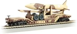Bachmann 52' Depressed-Center Flatcar - Ready To Run - Silver Series(R) -- Strike Force (Desert Camouflage)