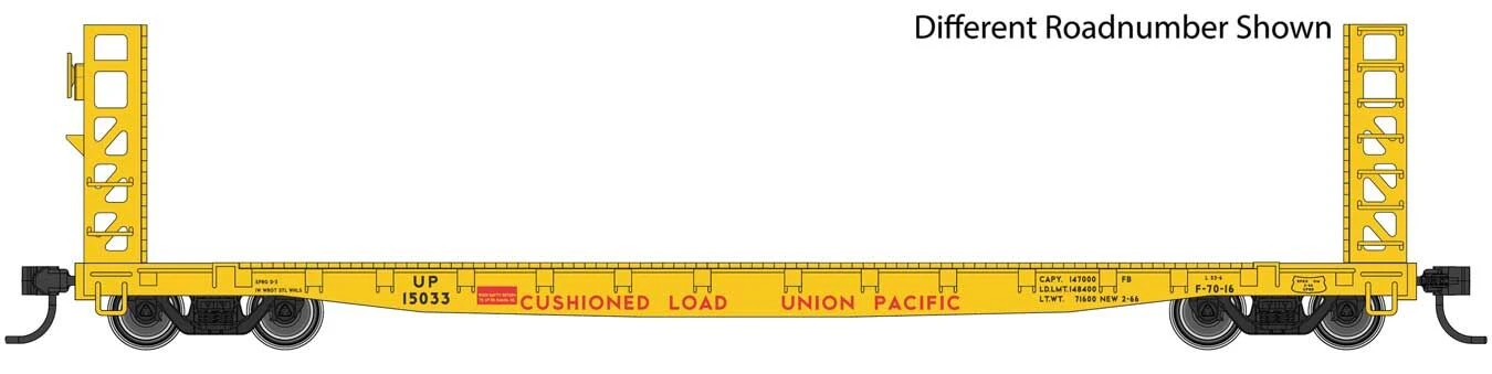 WalthersMainline 53' GSC Bulkhead Flatcar - Ready To Run -- Union Pacific(R) #15080 (Armour Yellow, Red) 3 WalthersMainline 53' GSC Bulkhead Flatcar - Ready To Run -- Union Pacific(R) #15080 (Armour Yellow, Red)
