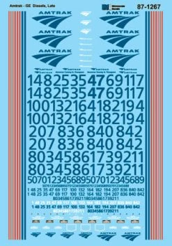 Microscale Industries Amtrak GE P40/42 Diesels, Late HO Decal Set