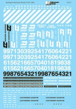 Microscale Industries Burlington Northern Diesels (green, Black) 1970-1989 HO Decal Set