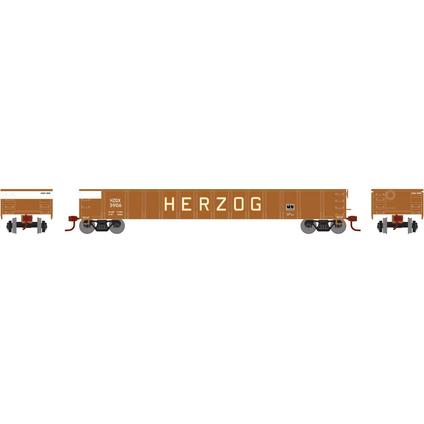 Athearn Trains Herzog (HZGX) #3906 52' Mill Gondola HO Scale RTR 3 Athearn Trains Herzog (HZGX) #3906 52' Mill Gondola HO Scale RTR