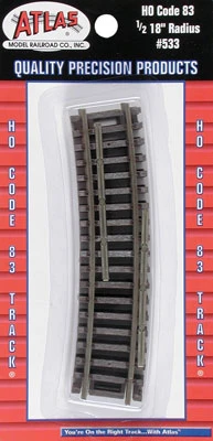 Atlas Trains 1/2 18" Raduis SnapTrack (4) Code 83 HO Scale