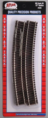 Atlas Trains 22" Radius SnapTrack (6) Code 83 HO Scale