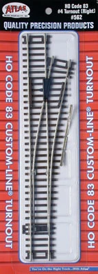 Atlas Trains #4 Custom Right Turnout Code 83 HO Scale