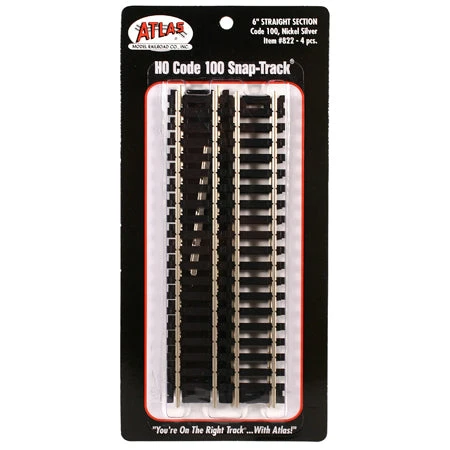 Atlas Trains SnapTrack 6" Strght NS (4) Code 100 HO Scale 3 Atlas Trains SnapTrack 6" Strght NS (4) Code 100 HO Scale