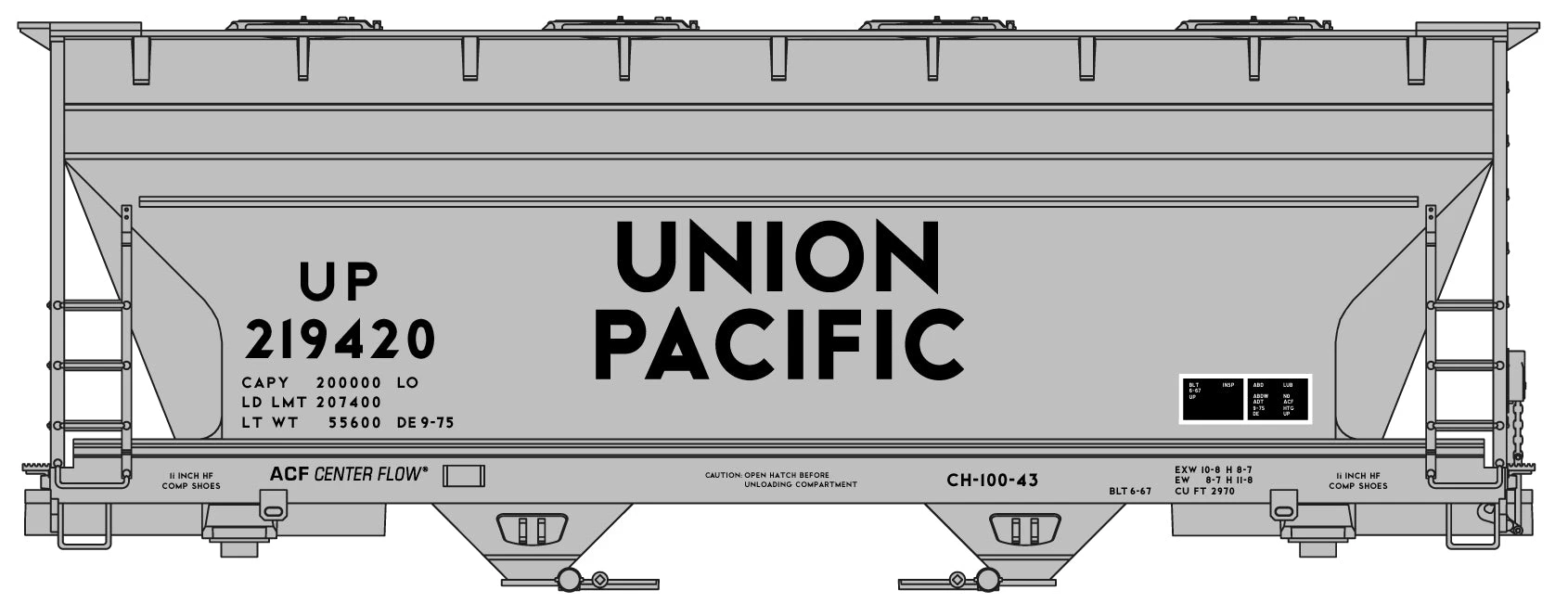 Accurail ACF 2-Bay Covered Hopper Kit Union Pacific #219420 3 Accurail ACF 2-Bay Covered Hopper Kit Union Pacific #219420