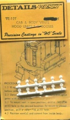Details West Round Cab Body Vents For Hood Units & Caboose (Pack Of 12)
