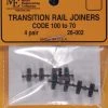 Micro Engineering HO Scale Plastic Insulated Transition Rail Joiners (8 Pack) Code 100 To 70 -Atlas Trains Store MEC 26 002