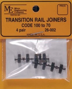 Micro Engineering HO Scale Plastic Insulated Transition Rail Joiners (8 Pack) Code 100 To 70