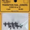 Micro Engineering HO Scale Plastic Insulated Transition Rail Joiners (8 Pack) Code 83 To 70 -Atlas Trains Store MEC 26 003