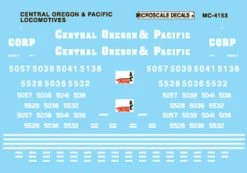 Microscale Industries Central Oregon & Pacific (CORP) Hoods Diesels (1995+) HO Decal Set