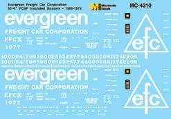 Microscale Industries Evergreen Freight Car Corporation Mini-Cal 50' Insulated Boxcars HO Decal Set