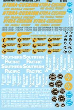 Microscale Industries Southern Pacific Freight Cars With Hydra-Cushion & C, LD, DF & CP Logos, 1950s-1970s HO Decal Set