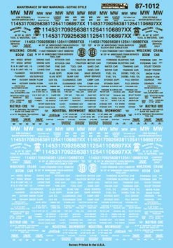 Microscale Industries Maintenance-of-Way Gothic Style Lettering 1950+ HO Decal Set