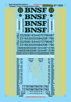 Microscale Industries BNSF Orange & Green Repainted Diesels 1996+ HO Decal Set