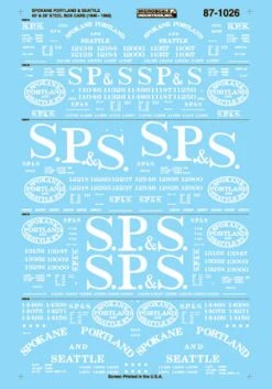 Microscale Industries Spokane, Portland & Seattle 40 & 50' Steel Box Cars 1946-68 HO Decal Set