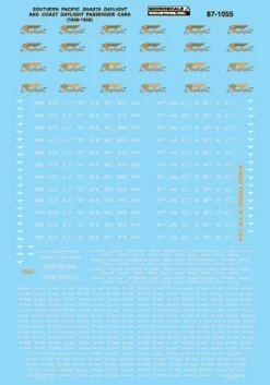 Microscale Industries Southern Pacific "Shasta Daylight" & "Coast Daylight" Passenger Cars HO Decal Set