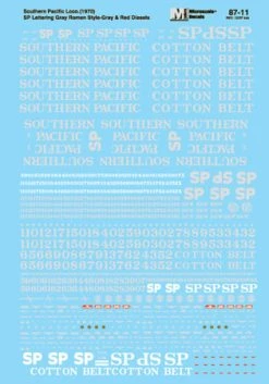 Microscale Industries Southern Pacific / Cotton Belt Diesels Roman Lettering 1958-1984 HO Decal Set
