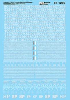 Microscale Industries Southern Pacific Diesel Hood Numbers (Lettering Gray) HO Decal Set