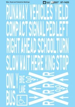 Microscale Industries Street, Road & Pedestrian Markings Misc. HO Decals Set