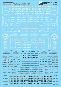 Microscale Industries Southern Pacific SP Maintenance-of-Way (MOW) Equipment (1/2 Black, 1/2 White) 1940-1980