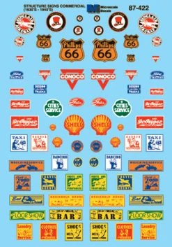 Microscale Industries Commercial Signs Set 1930s 40s Era Signs #3 HO Decal Set