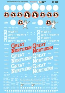 Microscale Industries Great Northern 40' Glacier Green Box Cars 1961-67 HO Decal Set