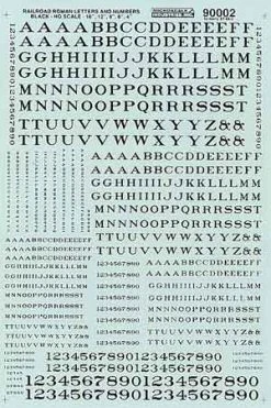 Microscale Industries Roman Black HO Decal Set Alphabets & Numbers - Railroad