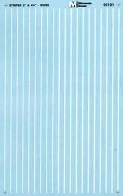 Microscale Industries Stripes Wide White HO Decal Set