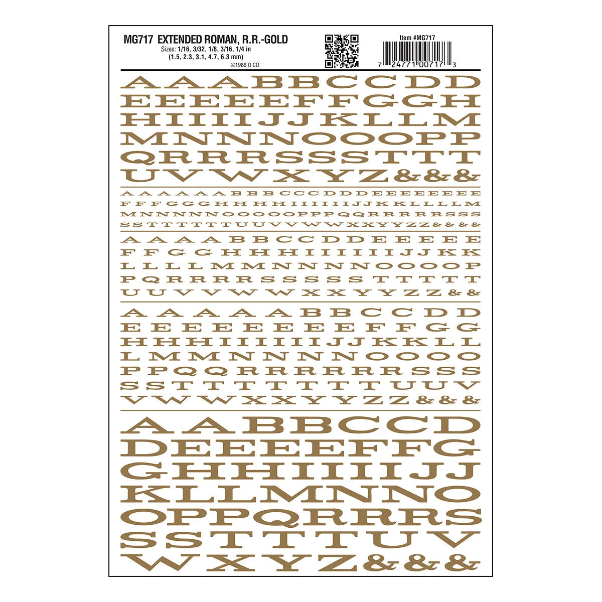 Woodland Scenics Roman Letter Extended Gold Decals 3 Woodland Scenics Roman Letter Extended Gold Decals