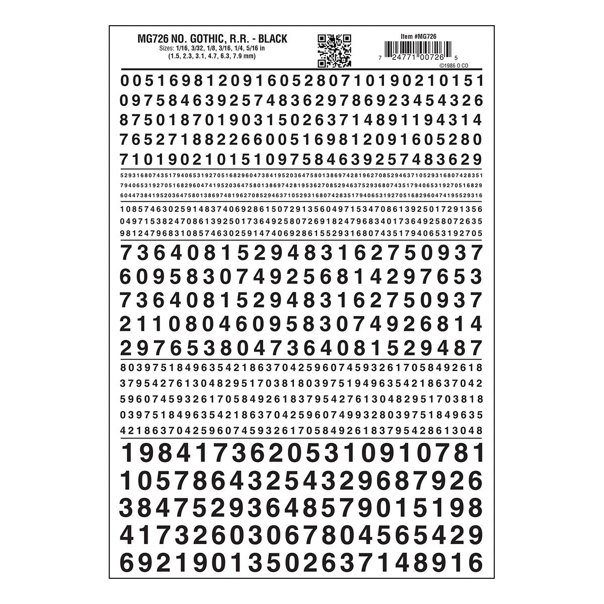 Woodland Scenics Gothic Number Black Decals 3 Woodland Scenics Gothic Number Black Decals