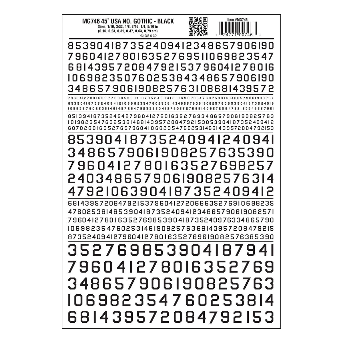 Woodland Scenics Gothic Number 45-Degree USA Black Decals 3 Woodland Scenics Gothic Number 45-Degree USA Black Decals