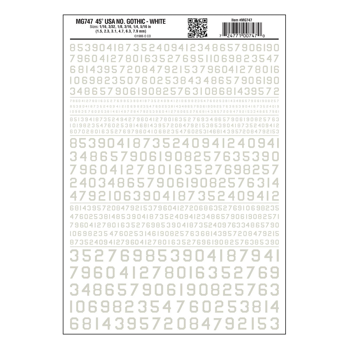 Woodland Scenics White Gothic 45-Degree USA Number Decals 3 Woodland Scenics White Gothic 45-Degree USA Number Decals