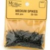 Micro Engineering Blackened Metal Spikes -- Medium 3/8" Long Pkg(800) -Atlas Trains Store blackened metal spikes 255 30104 big