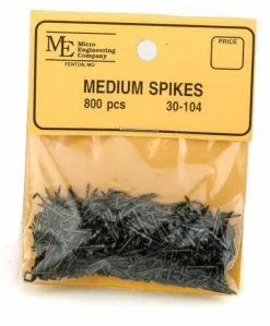 Micro Engineering Blackened Metal Spikes -- Medium 3/8" Long Pkg(800)
