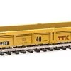 WalthersMainline Thrall Rebuilt 40' Well Car - Ready To Run -- Trailer-Train DTTX #53233 (yellow, Black; Large Maroon Logo) -Atlas Trains Store thrall rebuilt 40 well car ready to run 910 8405 big