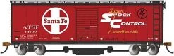 Bachmann Track Cleaning 40' Boxcar, Removable Dry Pad - Ready To Run - Silver Series -- Santa Fe #14112 (red, Black, White, Large Logo, Shock Control Markings)